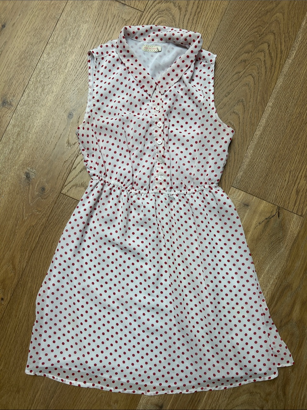 Urban Outfitters Pins & Needles White Sleeveless Mini Dress with Red Polka Dots
